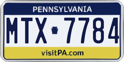 PA license plate MTX7784