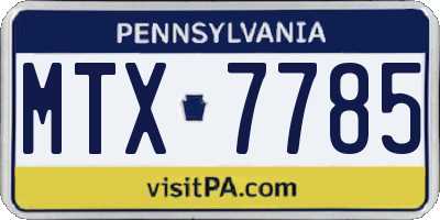 PA license plate MTX7785