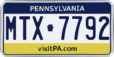PA license plate MTX7792