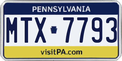 PA license plate MTX7793