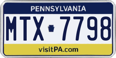 PA license plate MTX7798