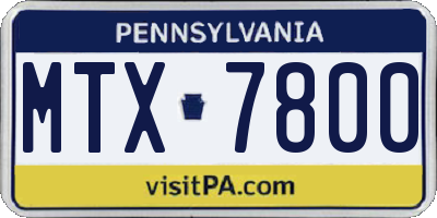 PA license plate MTX7800