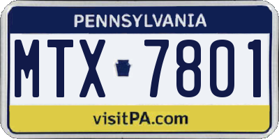 PA license plate MTX7801