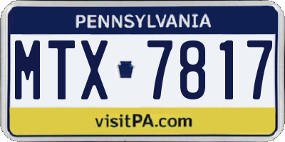 PA license plate MTX7817