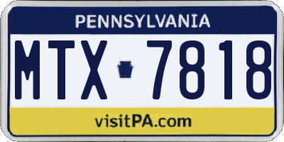 PA license plate MTX7818
