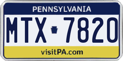 PA license plate MTX7820