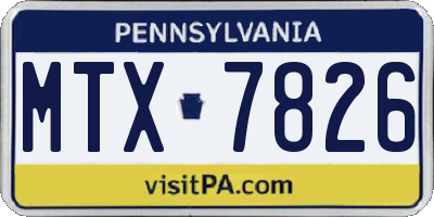 PA license plate MTX7826