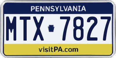 PA license plate MTX7827