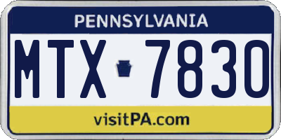 PA license plate MTX7830