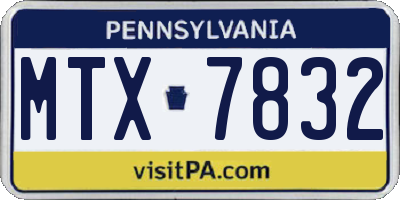 PA license plate MTX7832