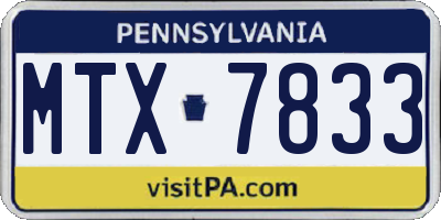 PA license plate MTX7833