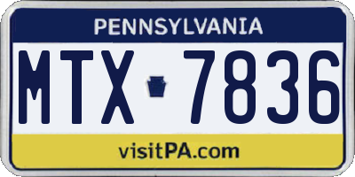 PA license plate MTX7836
