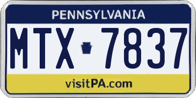 PA license plate MTX7837