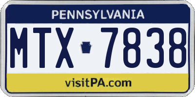 PA license plate MTX7838