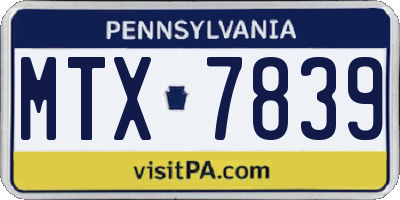 PA license plate MTX7839