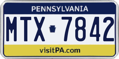 PA license plate MTX7842