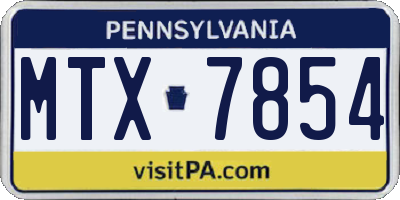 PA license plate MTX7854