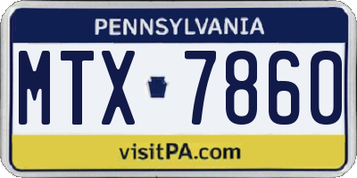 PA license plate MTX7860