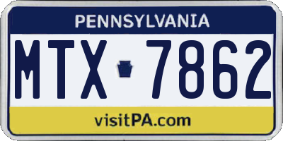 PA license plate MTX7862