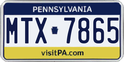 PA license plate MTX7865