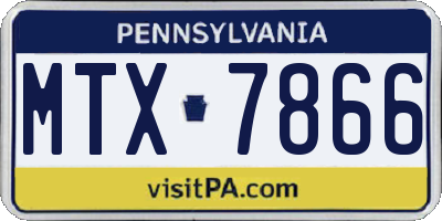 PA license plate MTX7866