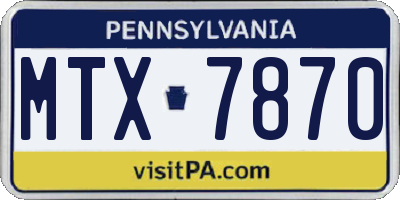 PA license plate MTX7870
