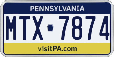 PA license plate MTX7874