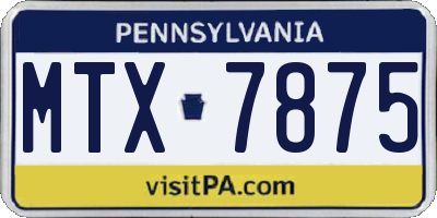 PA license plate MTX7875