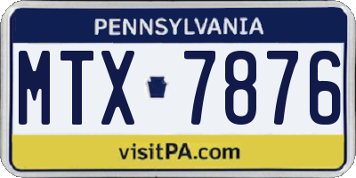 PA license plate MTX7876