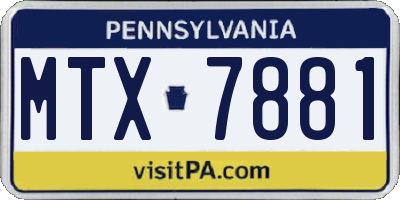 PA license plate MTX7881