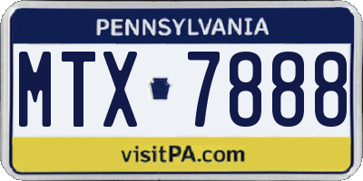 PA license plate MTX7888