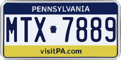 PA license plate MTX7889