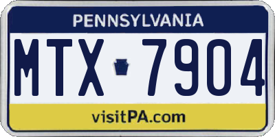 PA license plate MTX7904