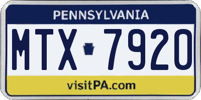 PA license plate MTX7920