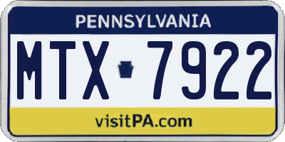 PA license plate MTX7922
