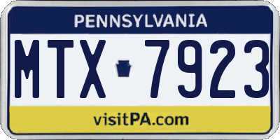 PA license plate MTX7923