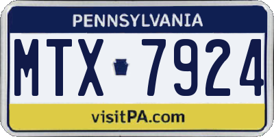 PA license plate MTX7924