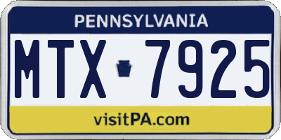 PA license plate MTX7925