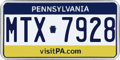 PA license plate MTX7928