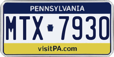 PA license plate MTX7930
