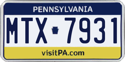 PA license plate MTX7931