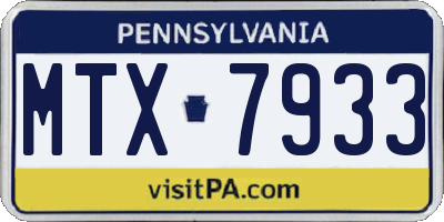 PA license plate MTX7933