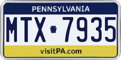 PA license plate MTX7935