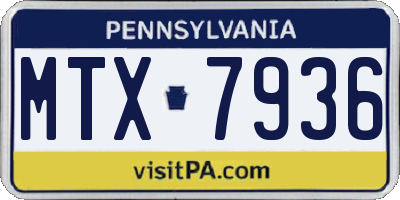 PA license plate MTX7936