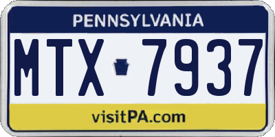 PA license plate MTX7937