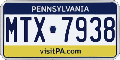 PA license plate MTX7938