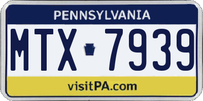 PA license plate MTX7939