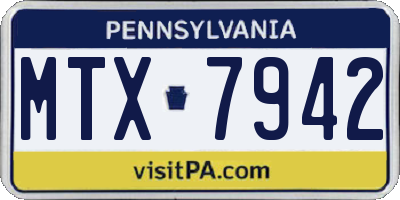 PA license plate MTX7942