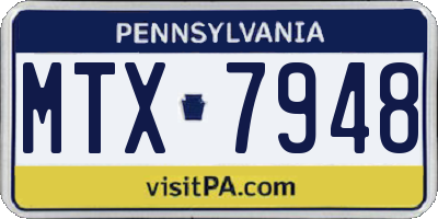 PA license plate MTX7948