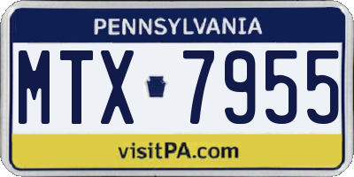 PA license plate MTX7955